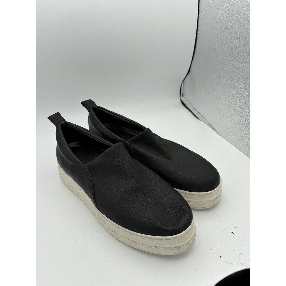 J/Slides Shoes Womens Size 8.5 Black Leather Slip On Platform Sneakers Casual